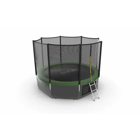 Батут с внешней сеткой и лестницей EVO JUMP External 12ft (Green) + нижняя сеть - Фото 4