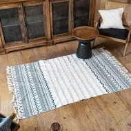 Хлопковый коврик Homfox 120x180 см бежевый, серый, черный